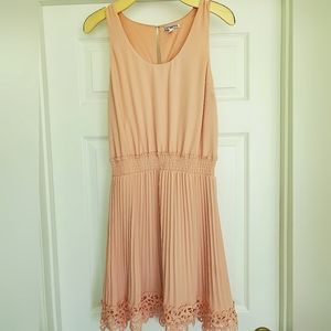 Express Light Pink/Blush Pleated Lace Dress